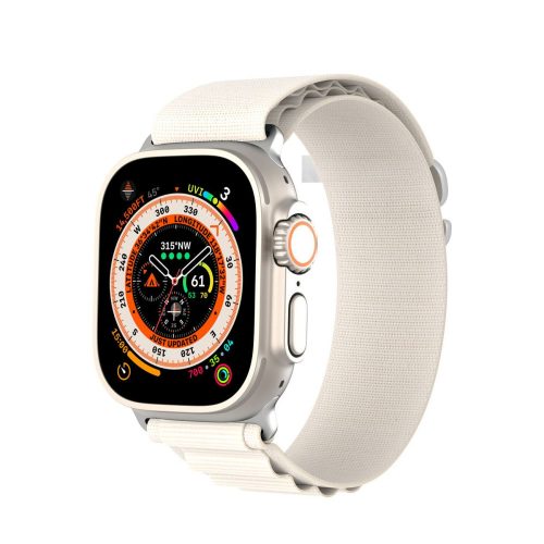  Dux Ducis Apple Watch Ultra stílusú szövet szíj 42/44/49mm platinum fehér bézs 