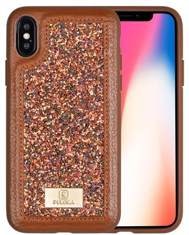 Iphone X XS Puloka glitter csillogós -barna hátlaptok 