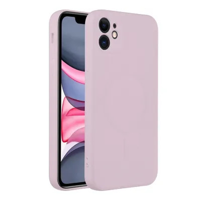 Iphone 11 matt  Magsafe szilikon , kameralencsevédővel pink