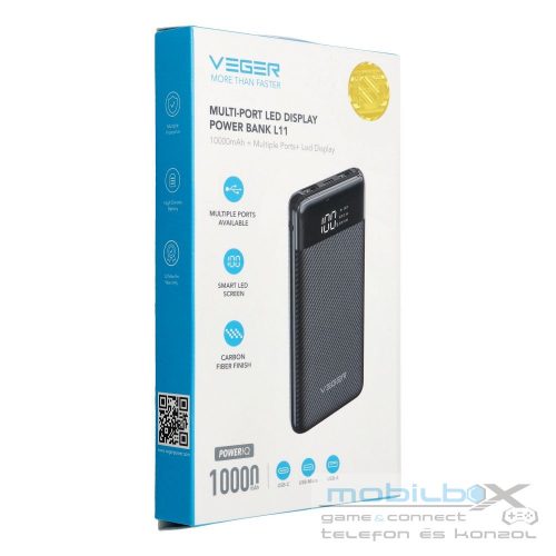 VEGER powerbank 10000 mAh powerbank kijelzővel l11