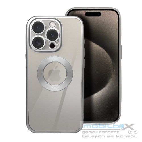 Iphone 16 Pro Max Glam Case Kameralencsevédős, MagSafe, erősített szélű, ezüst