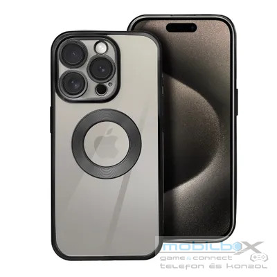 Iphone 15  Pro Glam Case Kameralencsevédős, MagSafe, erősített szélű, szürke