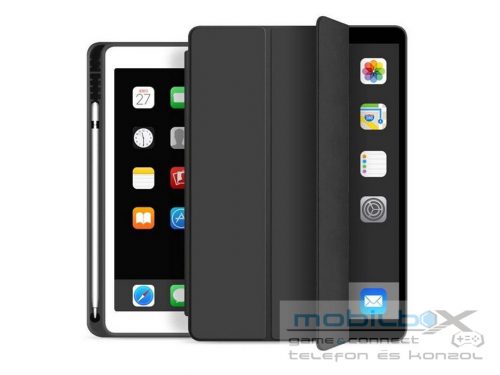 Apple iPad 10.2 (2019/2020/2021) tablet tok (Smart Case) on/off funkcióval,     Apple Pencil tartóval - Tech-Protect - fekete (ECO csomagolás)