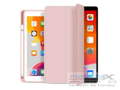 Apple iPad 10.2 (2019/2020/2021) tablet tok (Smart Case) on/off funkcióval,     Apple Pencil tartóval - Tech-Protect - rózsaszín (ECO csomagolás)