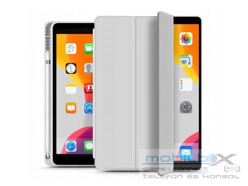 Apple iPad 10.2 (2019/2020/2021) tablet tok (Smart Case) on/off funkcióval,     Apple Pencil tartóval - Tech-Protect - szürke (ECO csomagolás)