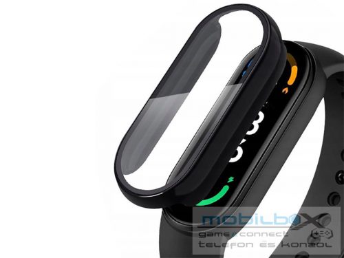 Xiaomi Mi Smart Band 7 védőtok beépített edzett üveggel - DEFENSE 360 - fekete  (ECO csomagolás)