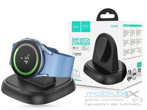 HOCO Qi univerzális vezeték nélküli töltő állomás Samsung Galaxy Watch órához - HOCO CW49 Sam Watch Charger - fekete