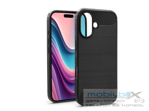 Haffner Carbon szilikon tok - Apple iPhone 16 - fekete