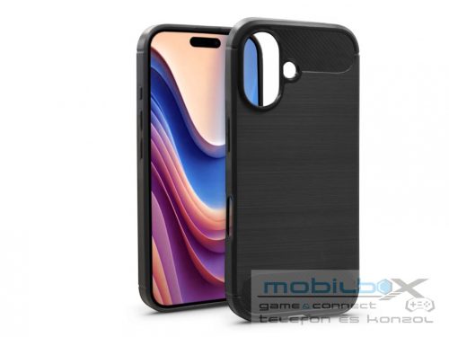 Haffner Carbon szilikon tok - Apple iPhone 16 Plus - fekete