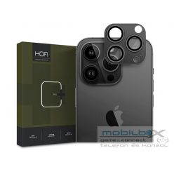   HOFI FullCam Pro+ hátsó kameralencse védő edzett üveg + alu kameravédő borító - Apple iPhone 15 Pro/15 Pro Max - fekete