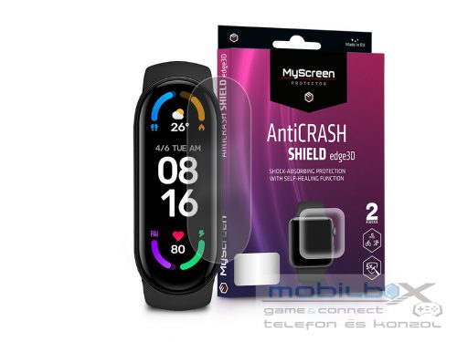 Xiaomi Mi Smart Band 5/Mi Smart Band 6 ütésálló képernyővédő fólia - MyScreen   Protector AntiCrash Shield Edge3D - 2 db/csomag - átlátszó