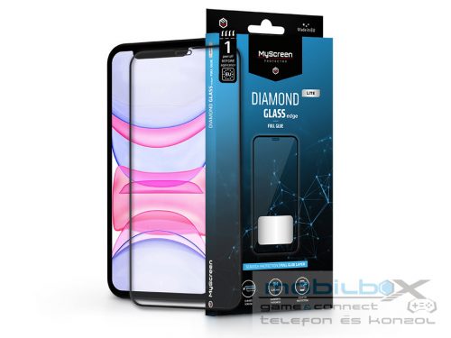 Apple iPhone XR/iPhone 11 edzett üveg képernyővédő fólia - MyScreen Protector   Diamond Glass Lite Edge2.5D Full Glue - fekete