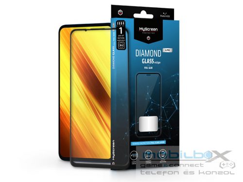 Xiaomi Poco X3/X3 Pro edzett üveg képernyővédő fólia - MyScreen Protector       Diamond Glass Lite Edge2.5D Full Glue - fekete