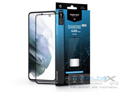 Samsung G990F Galaxy S21 edzett üveg képernyővédő fólia - MyScreen Protector    Diamond Glass Lite Edge2.5D Full Glue - fekete