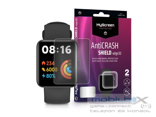 Xiaomi Redmi Watch 2 Lite ütésálló képernyővédő fólia - MyScreen Protector      AntiCrash Shield Edge3D - 2 db/csomag - átlátszó