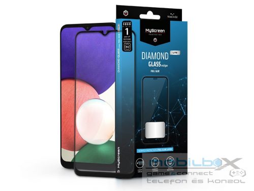 Samsung A226B Galaxy A22 5G edzett üveg képernyővédő fólia - MyScreen Protector Diamond Glass Lite Edge2.5D Full Glue - fekete