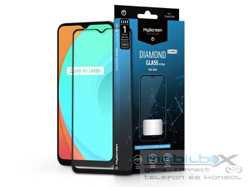 Realme C11/C12/C21 edzett üveg képernyővédő fólia - MyScreen Protector Diamond  Glass Lite Edge2.5D Full Glue - fekete