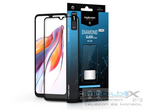 Xiaomi Redmi 12C/Redmi 11A edzett üveg képernyővédő fólia - MyScreen Protector  Diamond Glass Lite Edge2.5D Full Glue - fekete