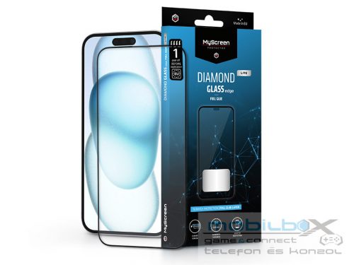 Apple iPhone 15 Plus/15 Pro Max edzett üveg képernyővédő fólia - MyScreen       Protector Diamond Glass Lite Edge2.5D Full Glue - fekete