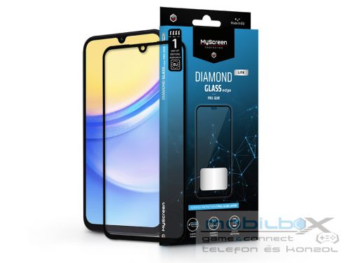 Samsung A156 Galaxy A15 5G edzett üveg képernyővédő fólia - MyScreen Protector  Diamond Glass Lite Edge2.5D Full Glue - fekete