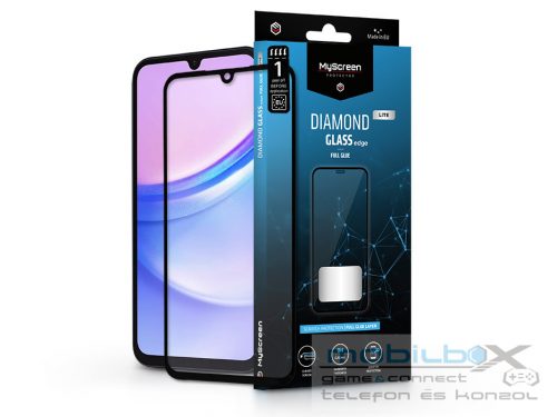 Samsung A155 Galaxy A15 4G edzett üveg képernyővédő fólia - MyScreen Protector  Diamond Glass Lite Edge2.5D Full Glue - fekete