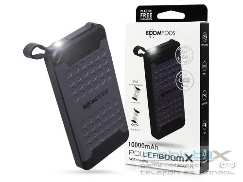 Boompods hordozható külső akkumulátor / power bank - 10.000 mAh - Boompods      Powerboom-X - USB + Type-C + PD + QC3.0 - szürke