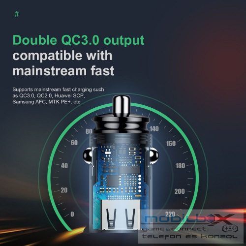 BASEUS car charer 2x USB Quick Charger QC3.0 30W Black CCALL-YD01