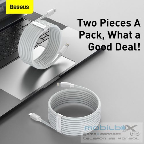 BASEUS cable Type C to Lightning PD 5A 20W Wisdom TZCATLZJ-02 2 pcs 1,5 m white