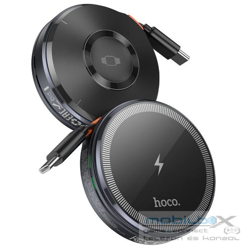 HOCO wireless charger with retractable cable Type C compatible with MagSafe and APPLE Watch 15W CQ18 metal gray