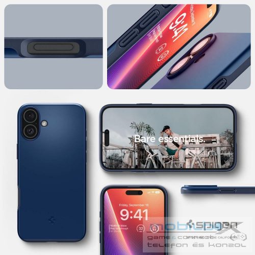 SPIGEN case THIN FIT MAG compatible with MagSafe for IPHONE 16 navy blue