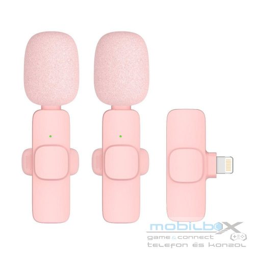 Wireless lavalier microphone Lightning double (2 in set) K1 pink