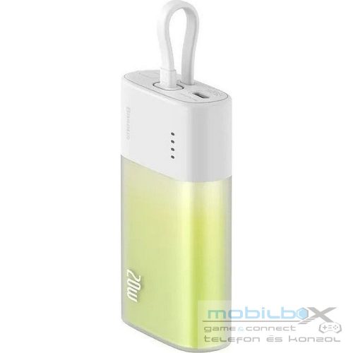 BASEUS powerbank 5200 mAh with built-in cable Lightning + cable Type C to Type C PD QC 2,4A 20W PPKDC05I white green