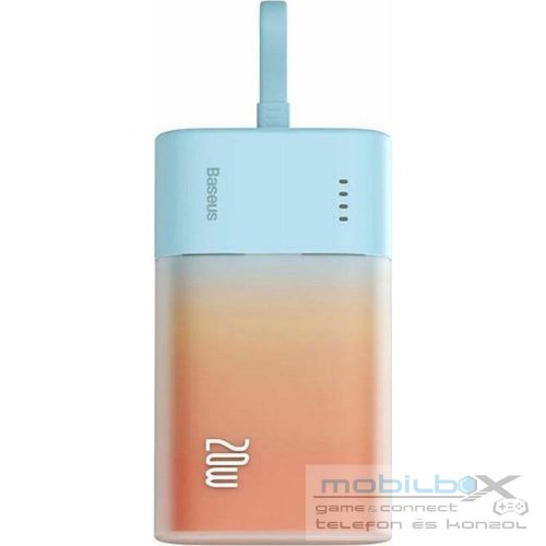 BASEUS powerbank 5200 mAh with built-in cable Lightning + cable Type C to Type C PD QC 2,4A 20W PPKDC05I blue orange