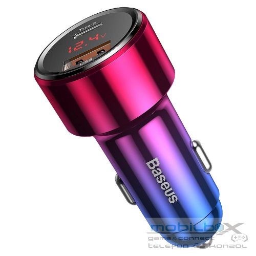 BASEUS car charger USB A + Type C with digital display PD3.0 QC4.0 3A 45W CCMLC20C-09 red