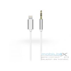   Lightning - 3,5 mm jack audio kábel 1 m-es vezetékkel - fehér/ezüst