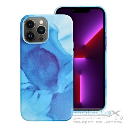 LEATHER MAG COVER case for IPHONE 13 Pro Max blue splash