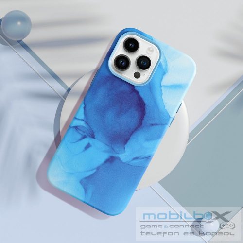 LEATHER MAG COVER case for IPHONE 13 Pro blue splash