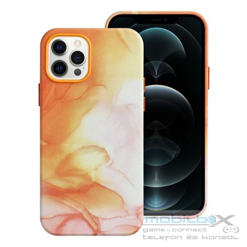 LEATHER MAG COVER case for IPHONE 12 Pro orange splash