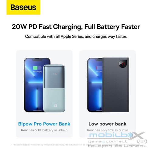 BASEUS powerbank 10000 mAh + cable USB A to Type C PD QC3.0 3A 20W PPBD040103 blue