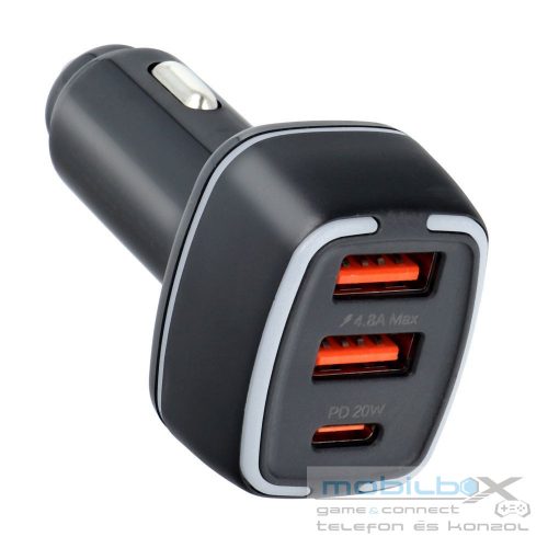 PAVAREAL car charger 2 x USB A + Type C PD 4,8A 20W PA-CC65 black