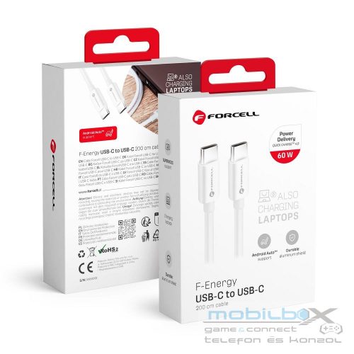 FORCELL F-ENERGY C338 cable Type C to Type C PD QC4.0 3A 60W 2 m white