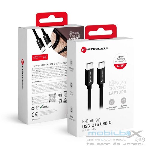 FORCELL F-ENERGY C338 cable Type C to Type C PD QC4.0 3A 60W 2 m black