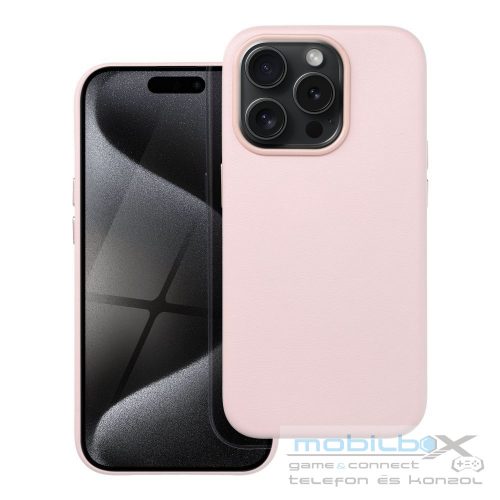 LEATHER MAG COVER case for IPHONE 15 Pro sand pink