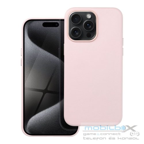 LEATHER MAG COVER case for IPHONE 15 Pro Max sand pink