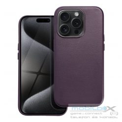 LEATHER MAG COVER case for IPHONE 15 Pro dark violet