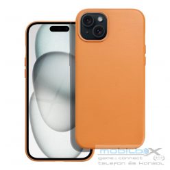 LEATHER MAG COVER case for IPHONE 15 Plus orange