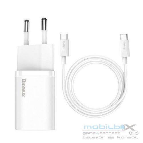 BASEUS charger Type C + cable Type C to Type C PD QC3.0 3A 25W TZCCSUP-L02 white