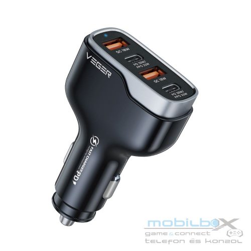 VEGER car charger 2 x USB A + 2 x Type C PD QC 3A 66W CC53-2A2C black