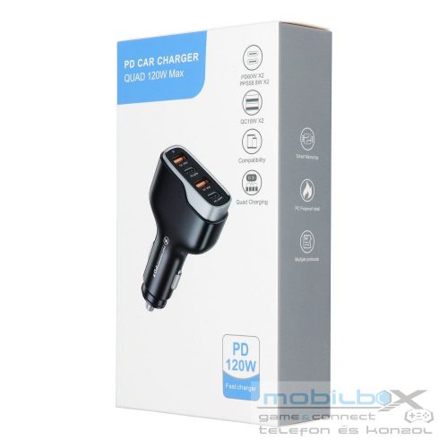 Car charger 2 x USB A + 2 x Type C PD QC3.0 6A 120W CC53-2A2C black