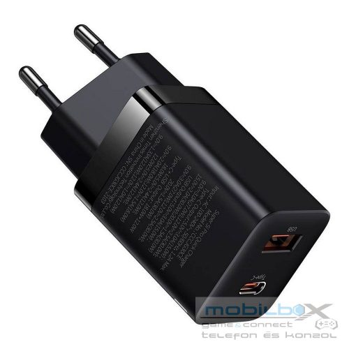 BASEUS charger USB A + Type C PD QC3.0 30W CCSUPP-E02/CCCJG30UE black